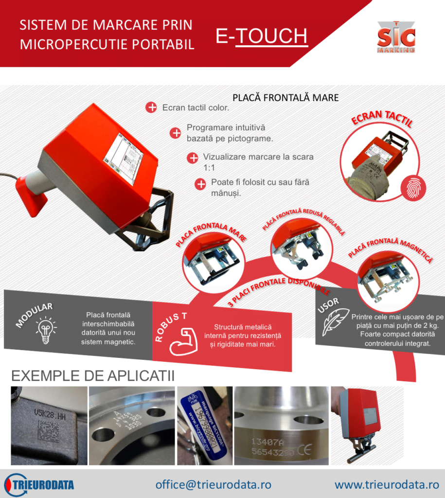 SIC MARKING lansează doua noi echipamente de marcare prin micropercutie portabile, E-touch și E-touch XL 2 marcare micropercutie sic marking